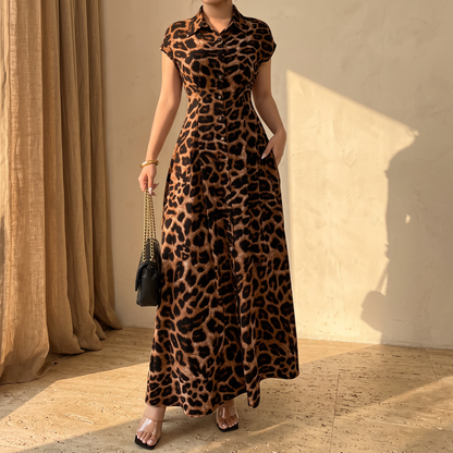 Kinsella Leopard Collared Dress - Leopard