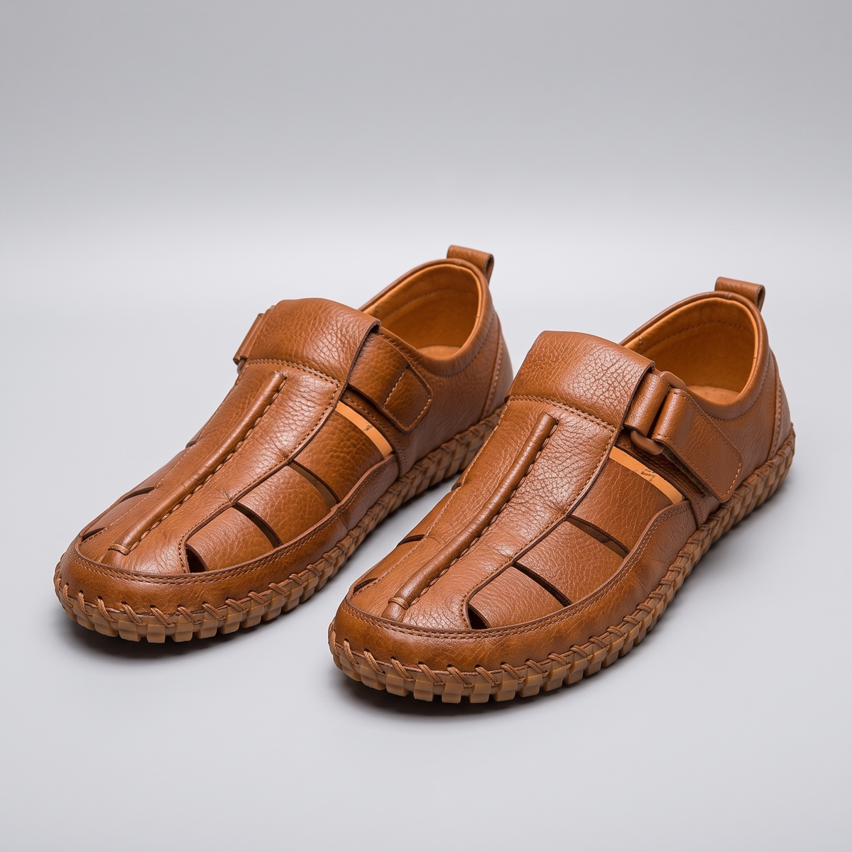 Kirkham Cage-Weave Leather-Look Sandals - Brown