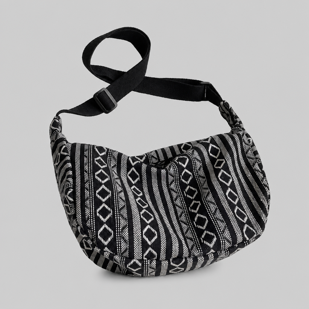 La Boheme Patterned Crossbody Bag - Monochrome Tribal
