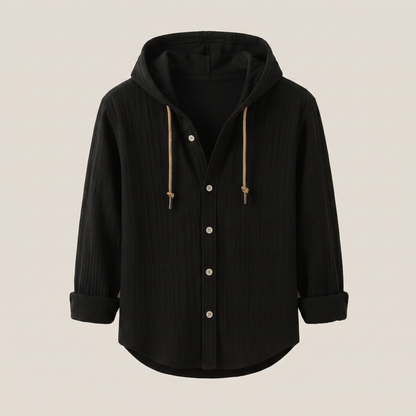 Langford Hooded Shirt Jacket - Black