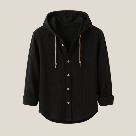 Langford Hooded Shirt Jacket - Black