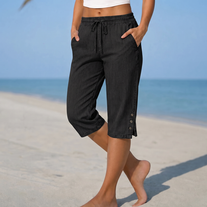 Langport Calf-Length Capri Trousers - Black