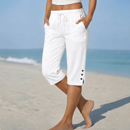 Langport Calf-Length Capri Trousers - White