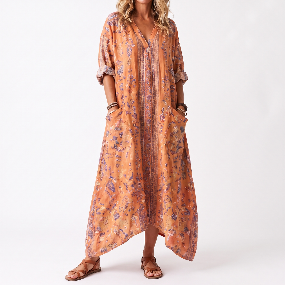 Lavinia Botanical Maxi Dress - Orange