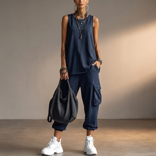 Lavinia Relaxed Pocket Co-Ord - Navy Blue