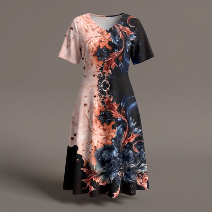 Leandria Relaxed Floral Midi Dress - Pink