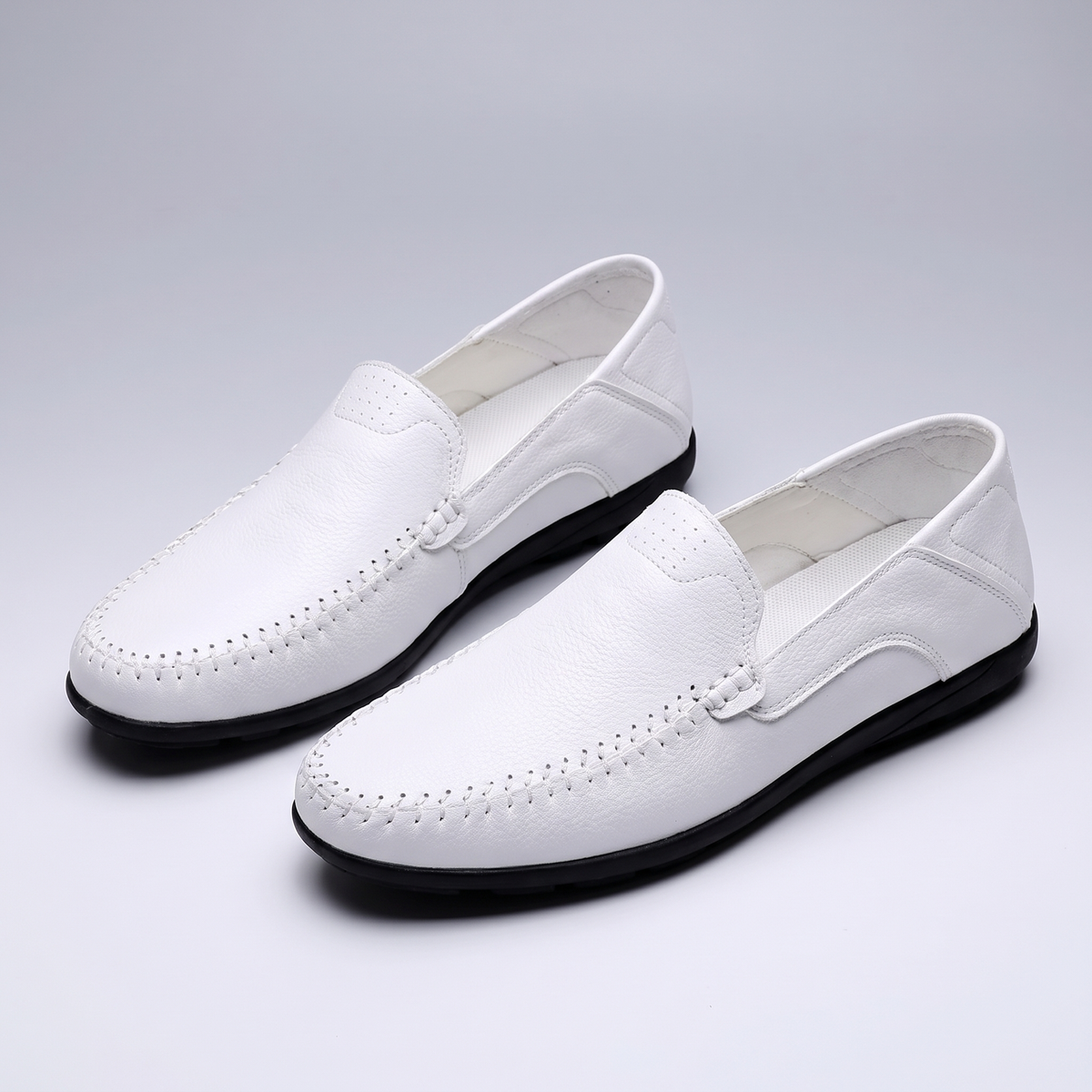 Leather-Look Moccasion - Bianco