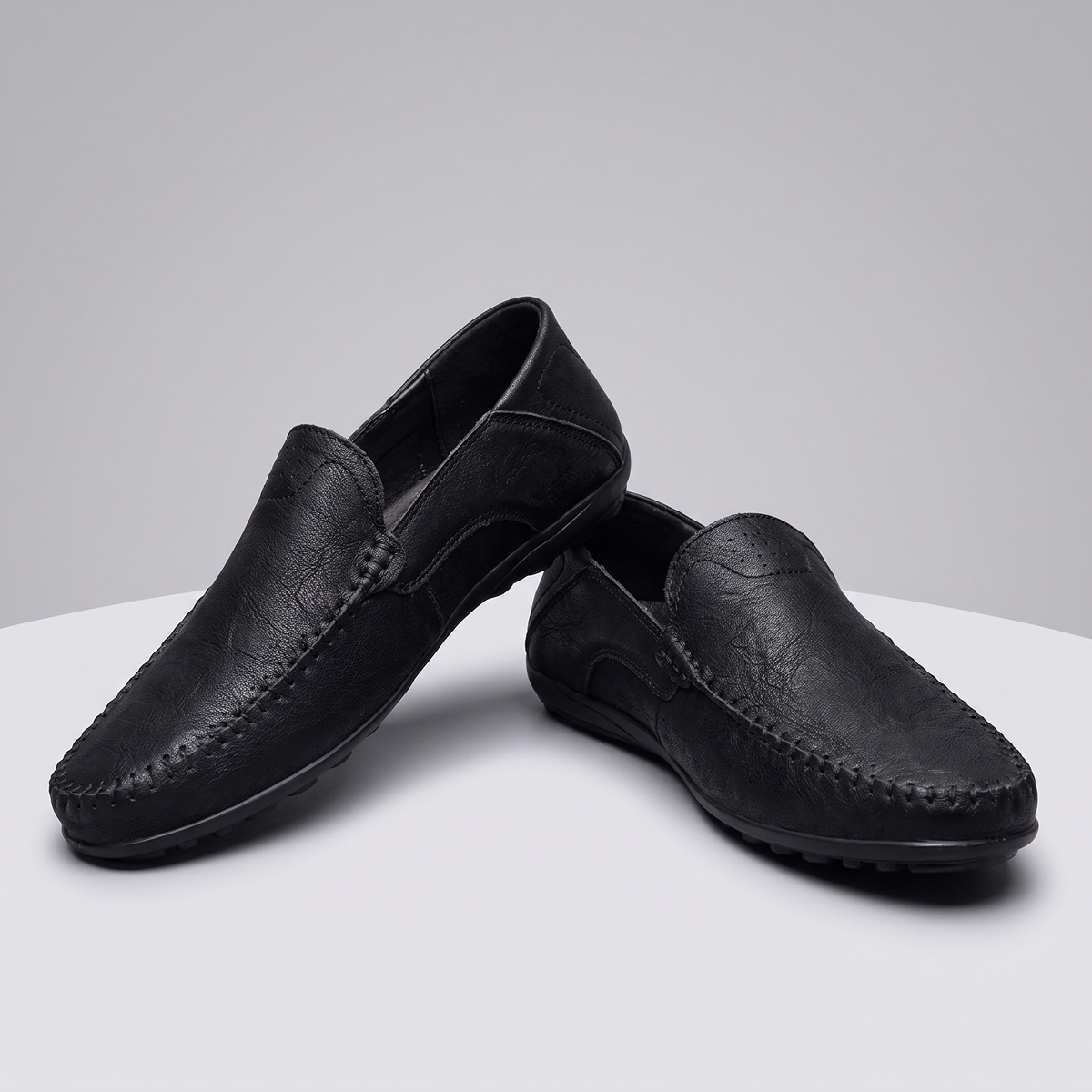 Leather-Look Moccasion - Nero
