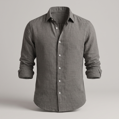 Leo Soft-Touch Linen Shirt - Grey