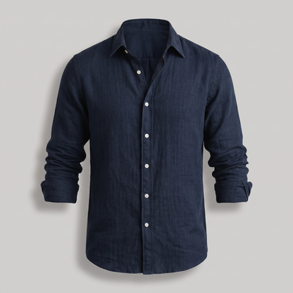 Leo Soft-Touch Linen Shirt - Navy