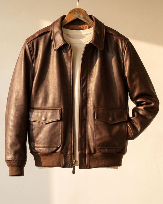 Leonard Timeless Leather-Look Jacket - Brown