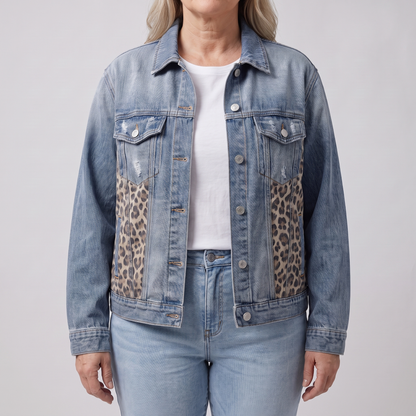 Leopard Panel Denim Jacket
