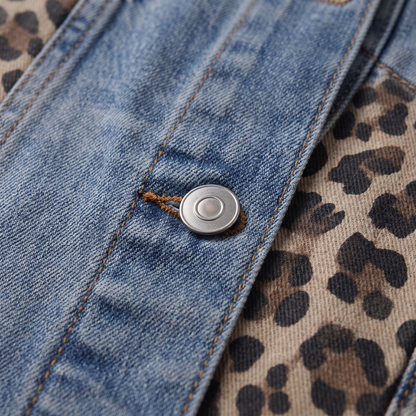 Leopard Panel Denim Jacket