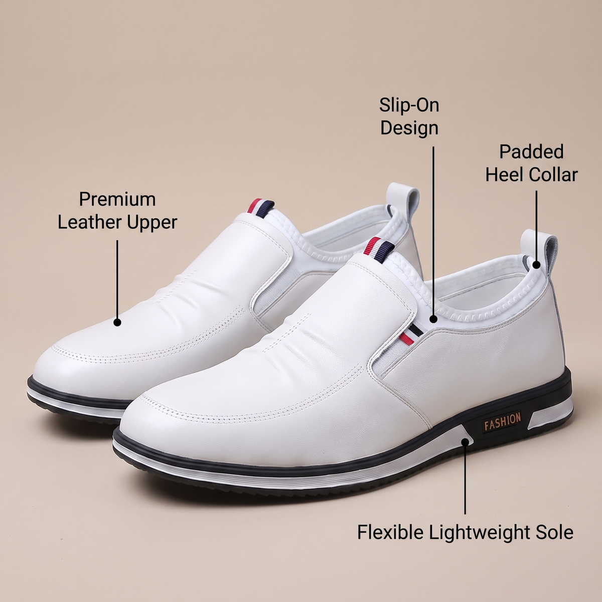 Liam Leather-Look Slip-On Sneakers