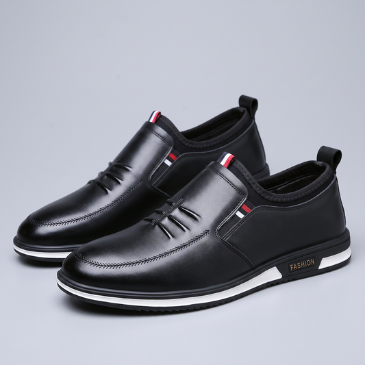 Liam Leather-Look Slip-On Sneakers - Black