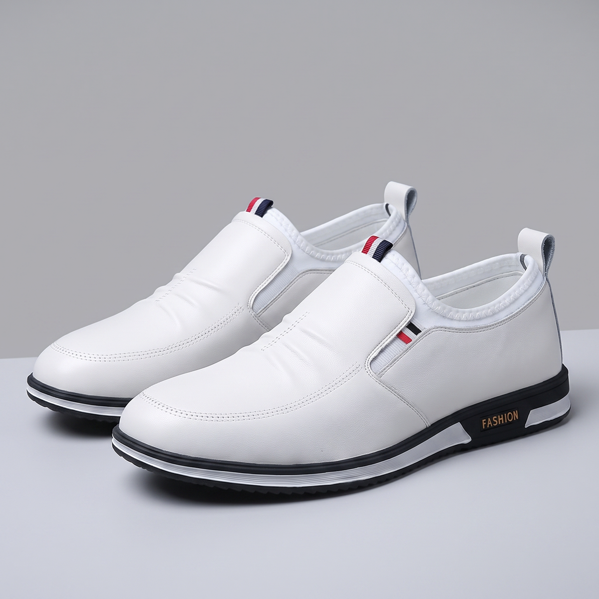 Liam Leather-Look Slip-On Sneakers - White