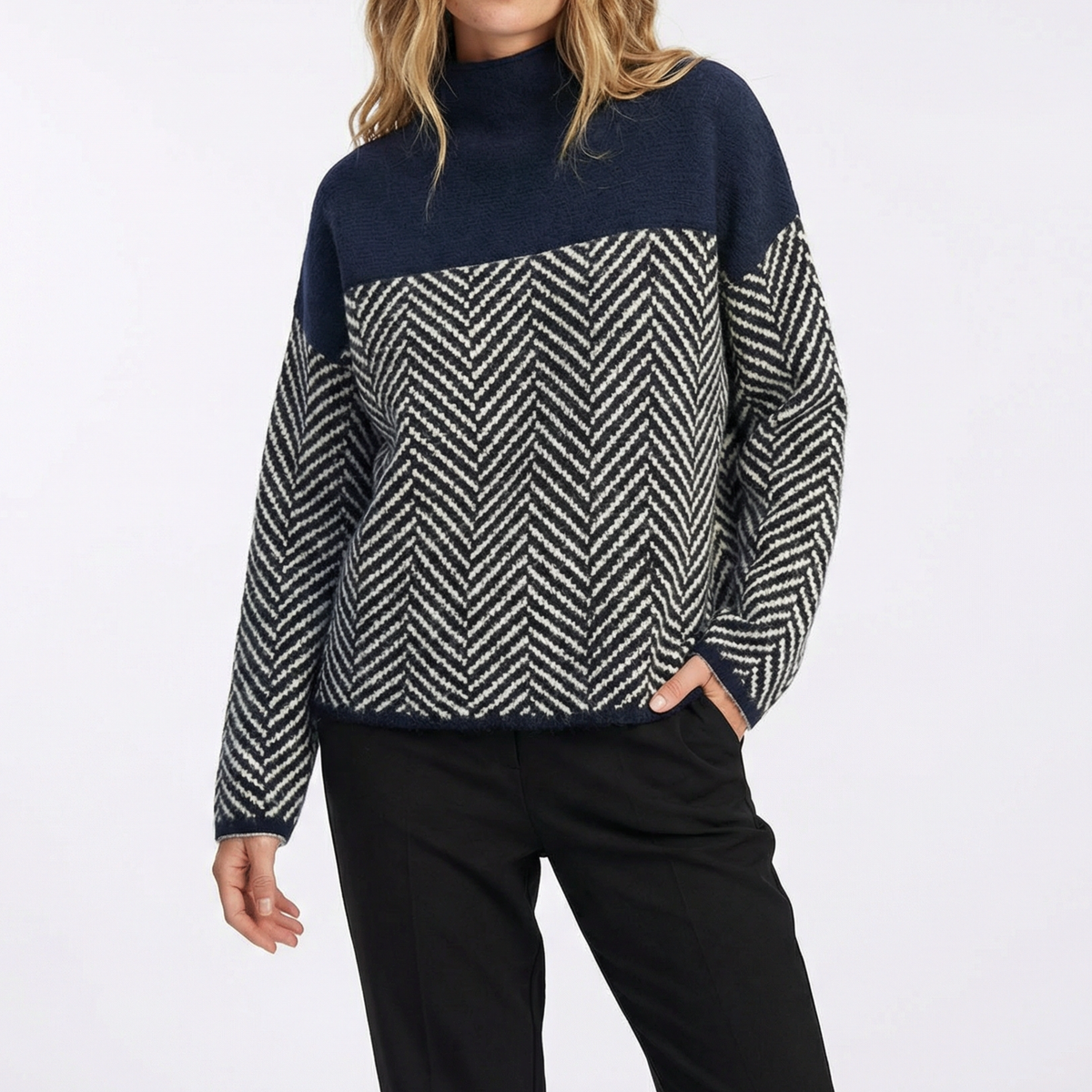 Lila Herringbone Knit Sweater