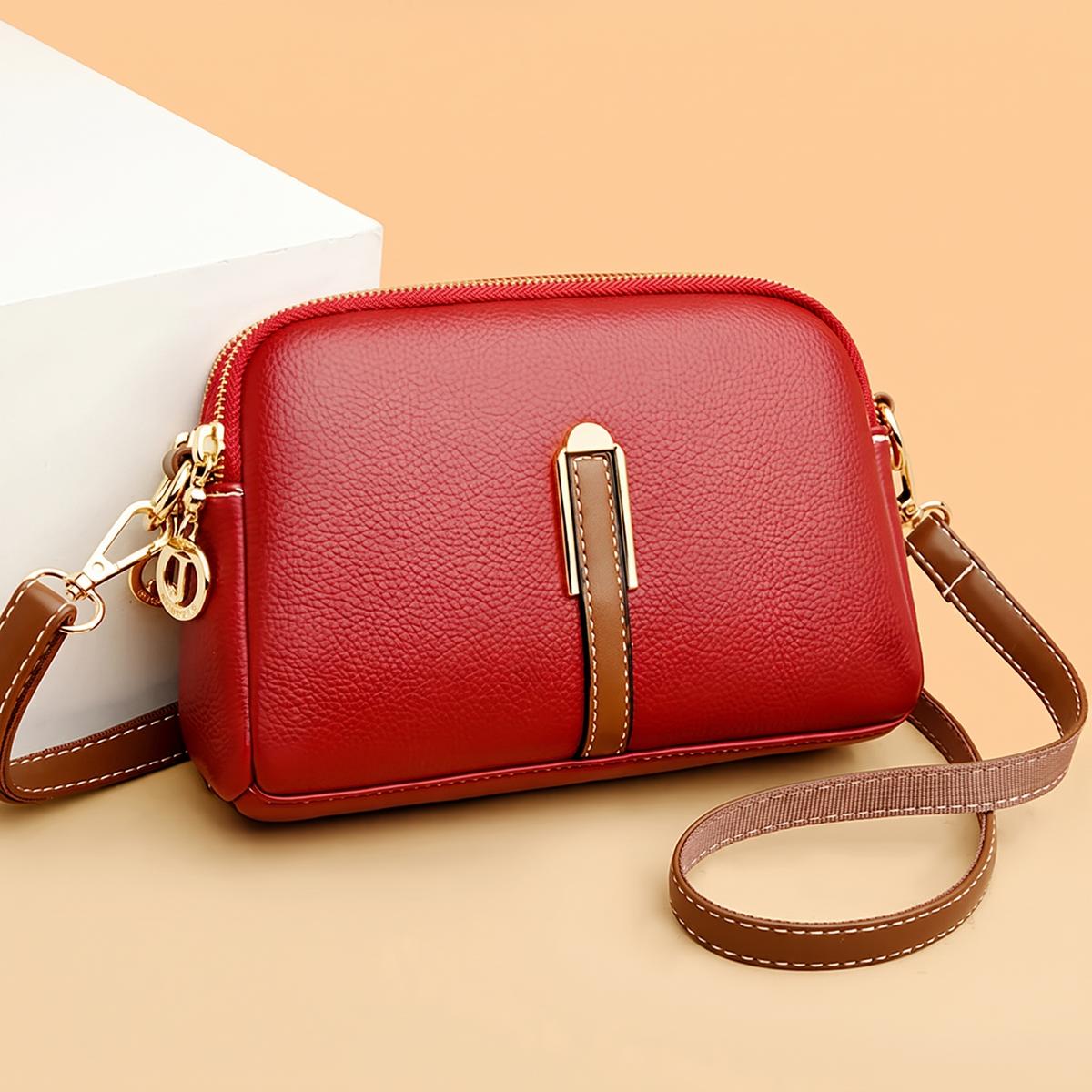 Lilian Luxe Shoulder Bag - Cherry Red