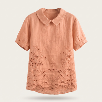 Lily Bloom Embroidered Top - Orange