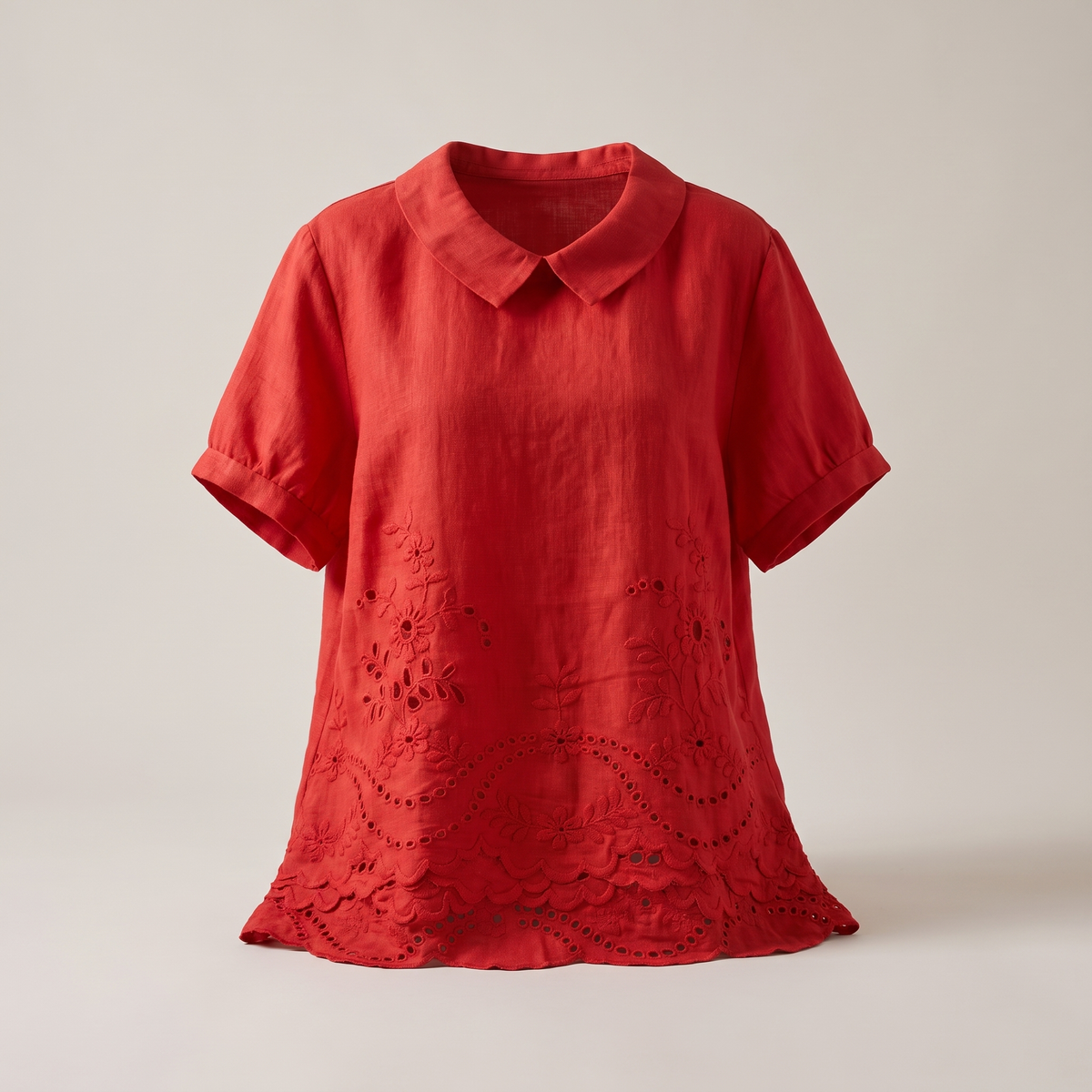 Lily Bloom Embroidered Top - Red