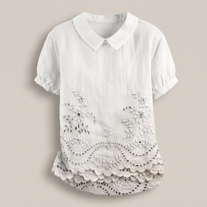 Lily Bloom Embroidered Top - White