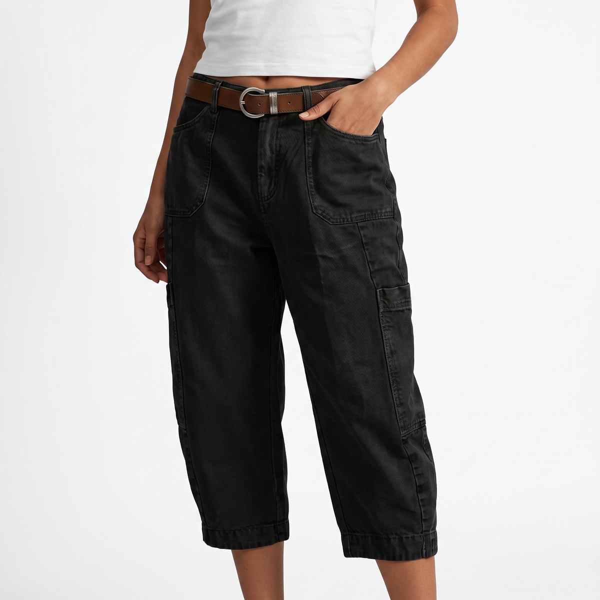 Lindale Pocketed Utility Capris - Black