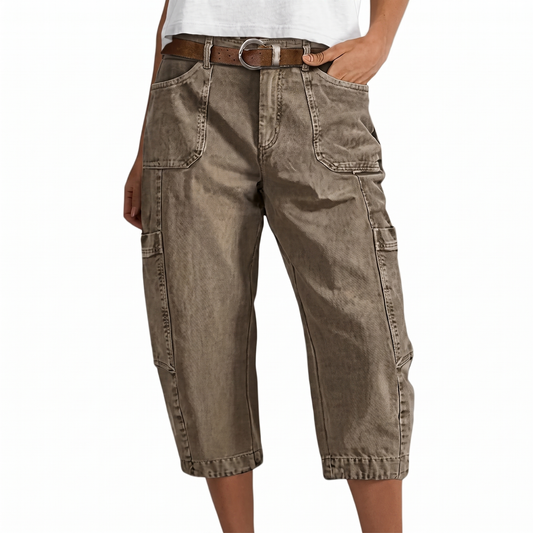 Lindale Pocketed Utility Capris - Khaki