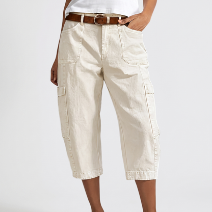 Lindale Pocketed Utility Capris - White