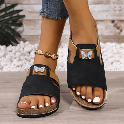 Liora Butterfly Slippers - Black