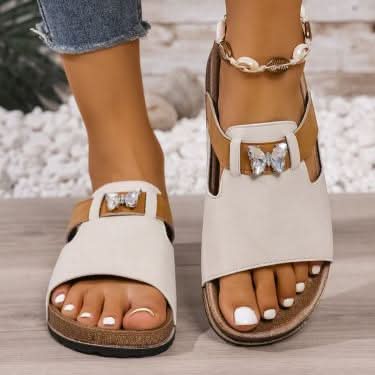 Liora Butterfly Slippers - White