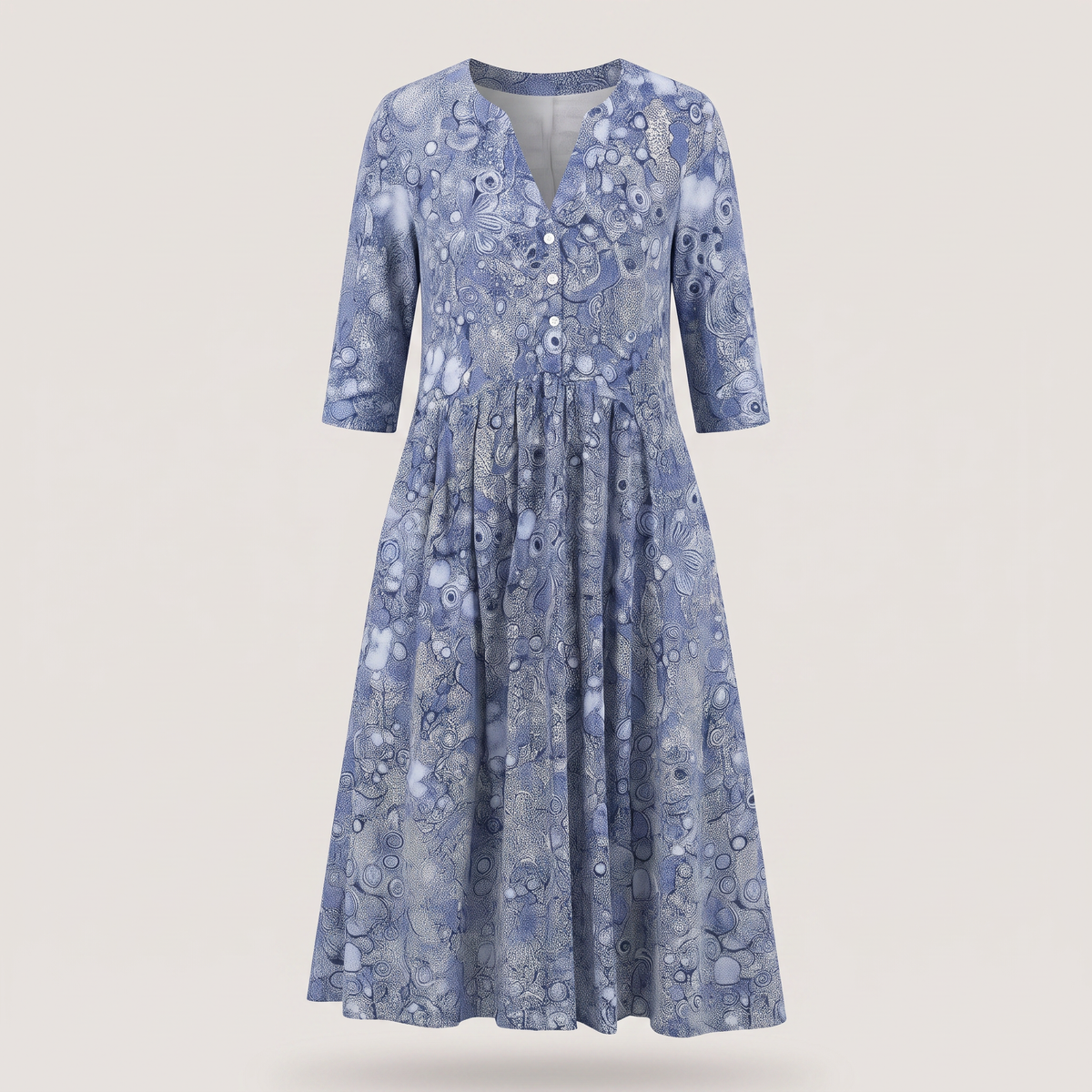 Liora Luxe V-Neck Dress - Blue