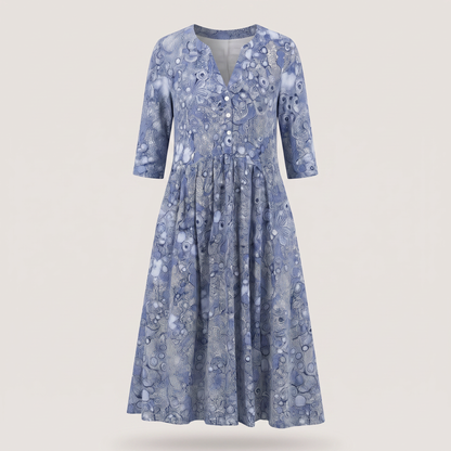 Liora Luxe V-Neck Dress - Blue