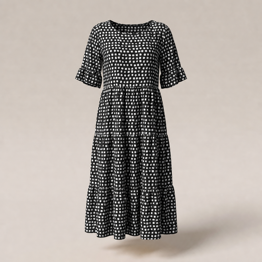 Livia Elegant Midi Dress - Black