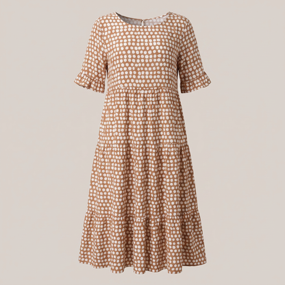 Livia Elegant Midi Dress - Brown