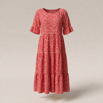 Livia Elegant Midi Dress - Red