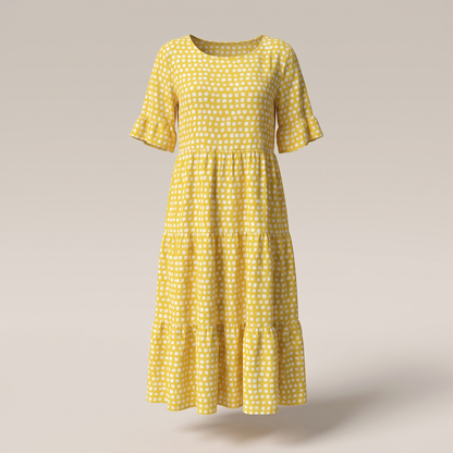 Livia Elegant Midi Dress - Yellow