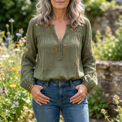 Lorena Boho Blouse - Green