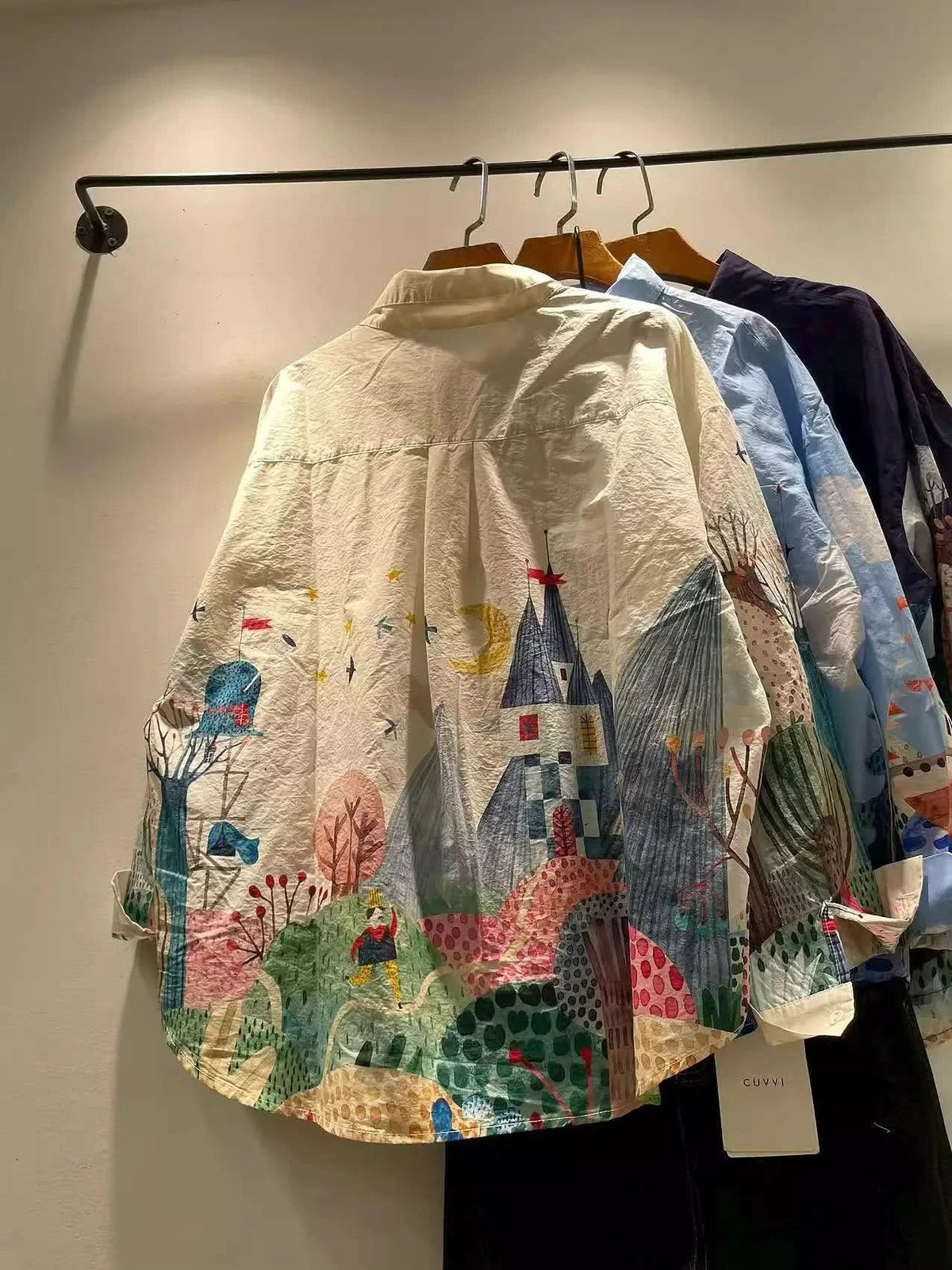 Lorena Fun Print Oversized Shirt - Cream