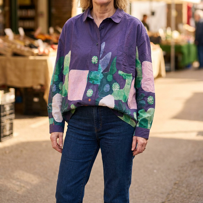 Lorena Fun Print Oversized Shirt - Purple
