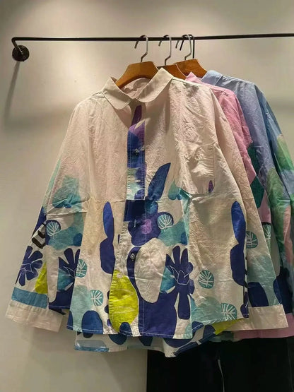 Lorena Fun Print Oversized Shirt - Teal