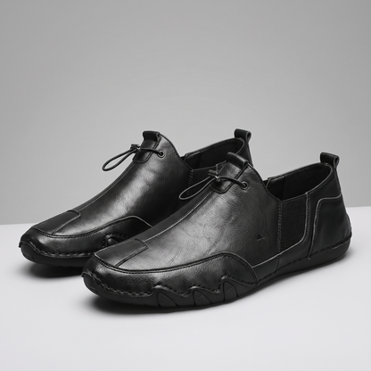 Lorenzo Leather-Look Slip-Ons - Black