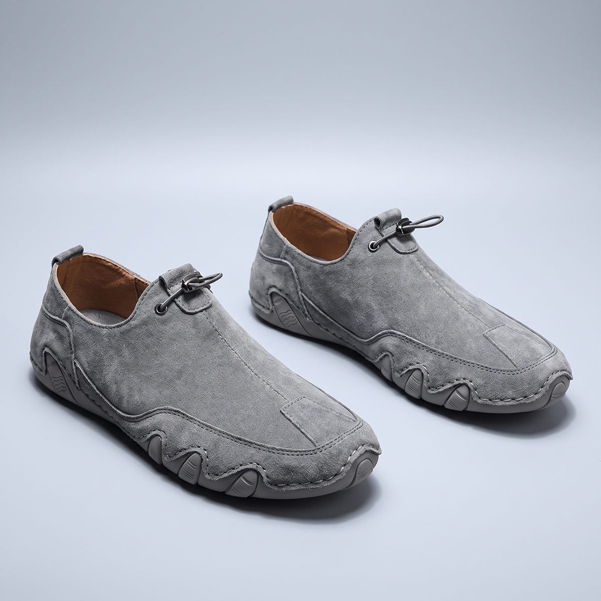 Lorenzo Leather-Look Slip-Ons - Grey