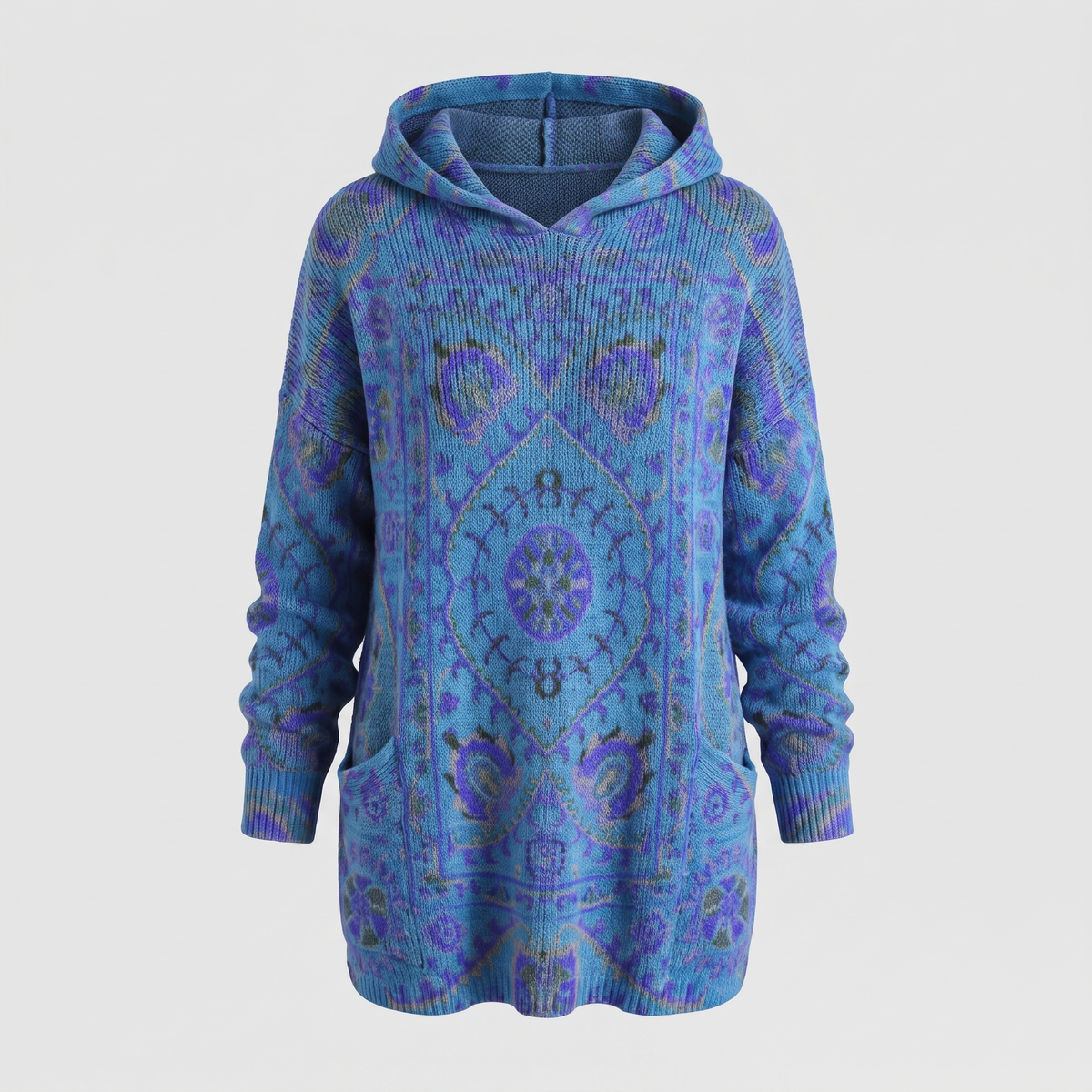 Lowenna Bohemian Hooded Tunic - Dark Blue