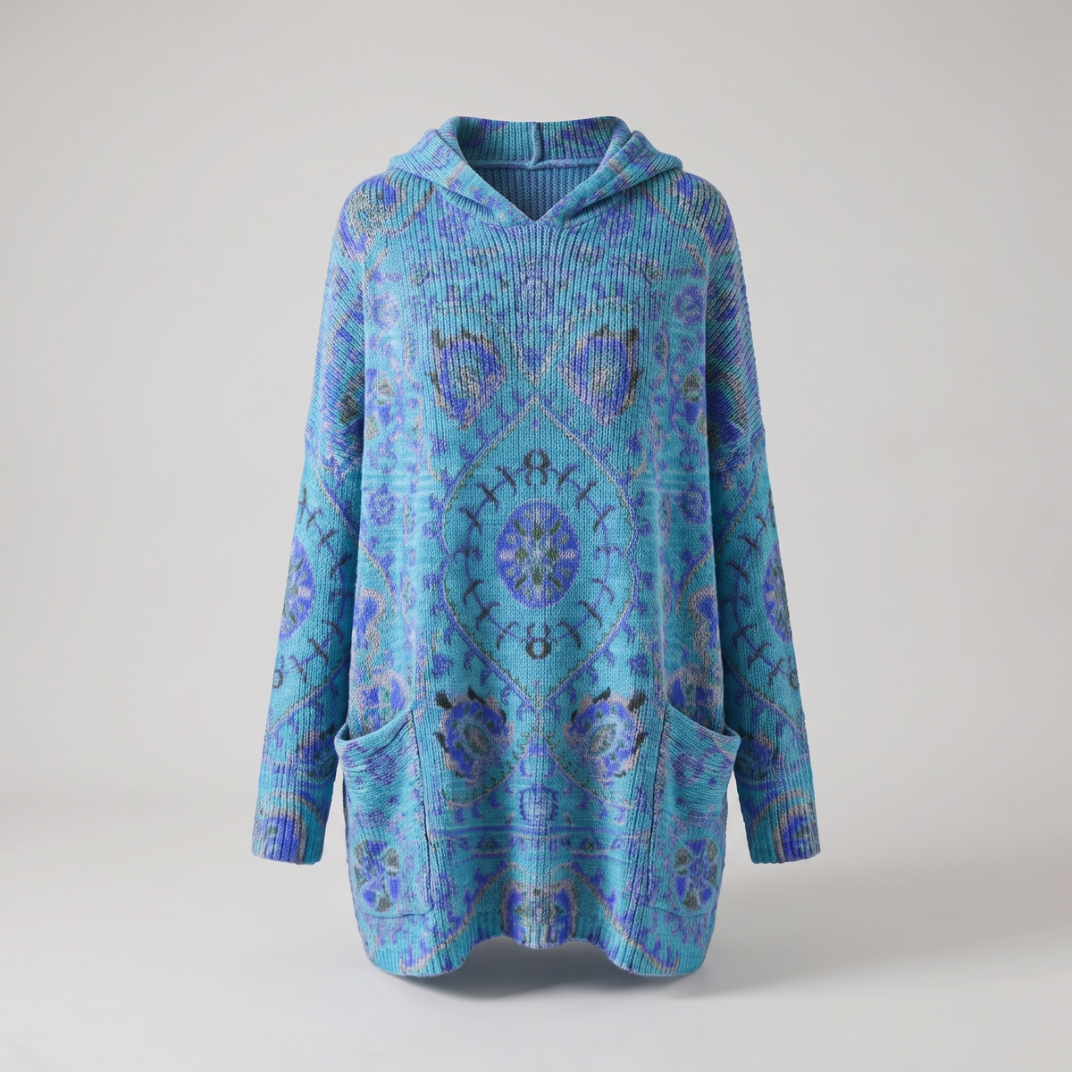 Lowenna Bohemian Hooded Tunic - Light Blue