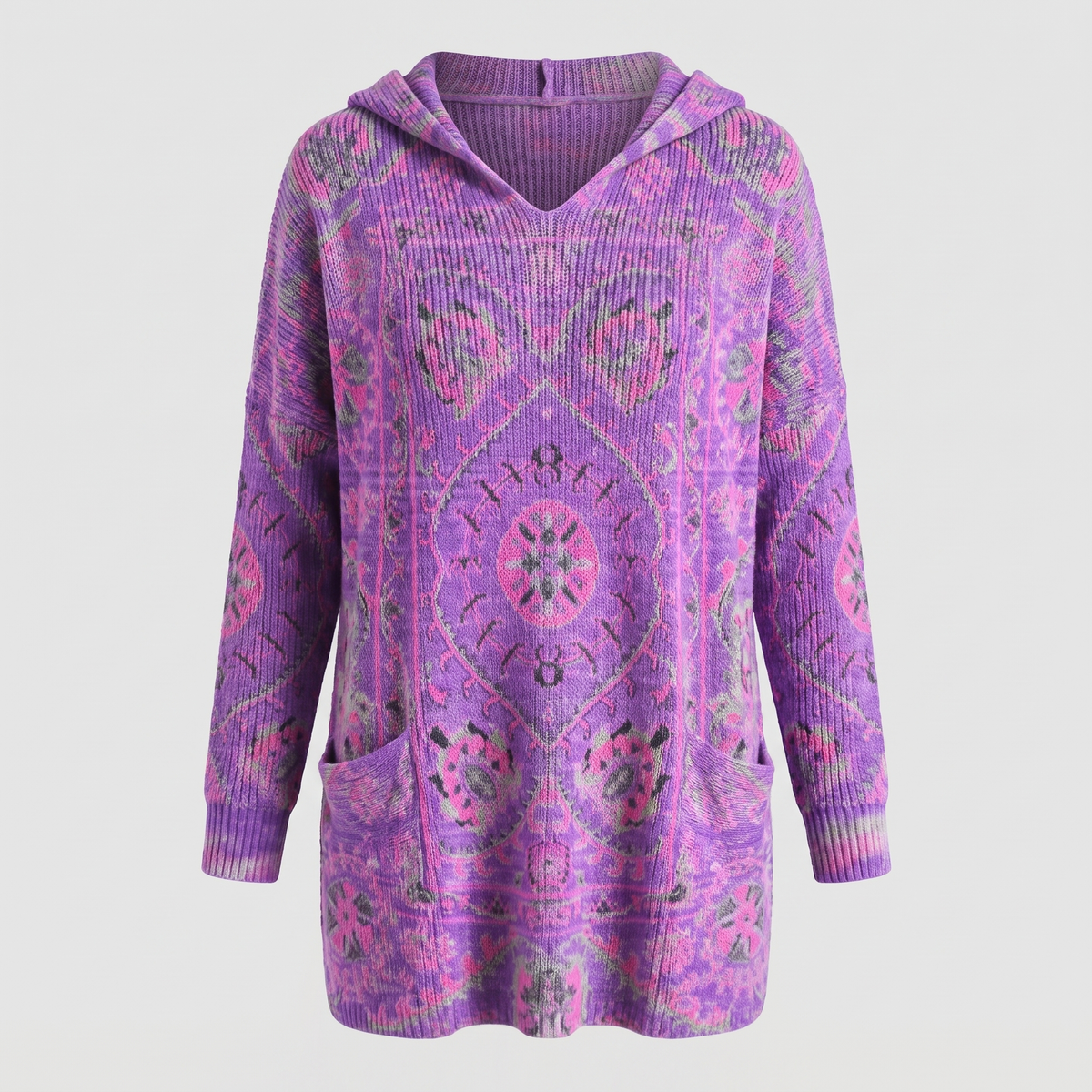 Lowenna Bohemian Hooded Tunic - Light Purple