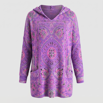 Lowenna Bohemian Hooded Tunic - Light Purple