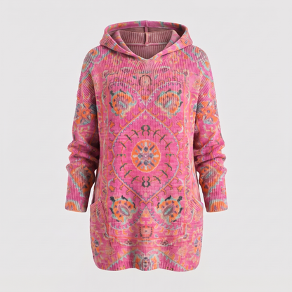 Lowenna Bohemian Hooded Tunic - Pink