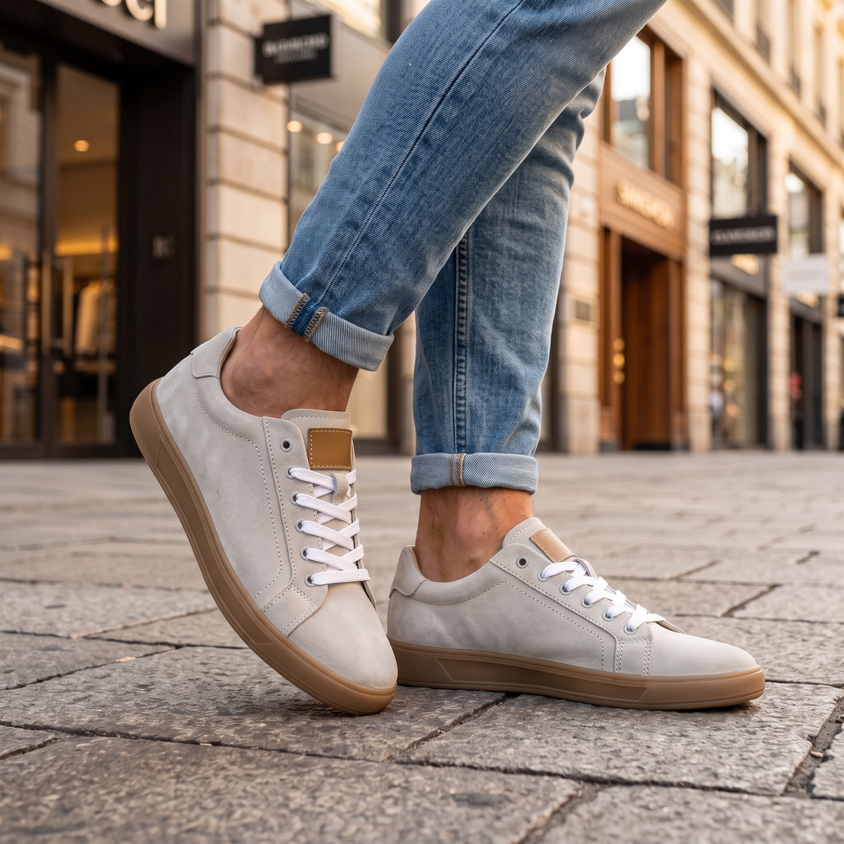 Loxley Refined Leather-Look Sneakers - Grey