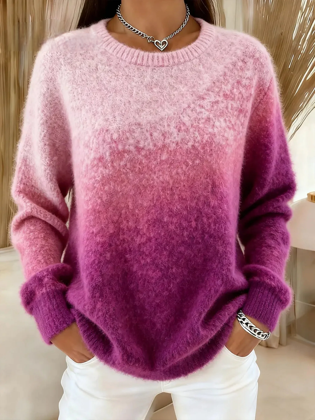 Lucia Soft-Touch Knit Sweater - Pink