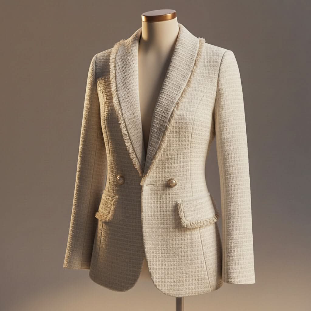Lune Boucle Blazer - Pearl White